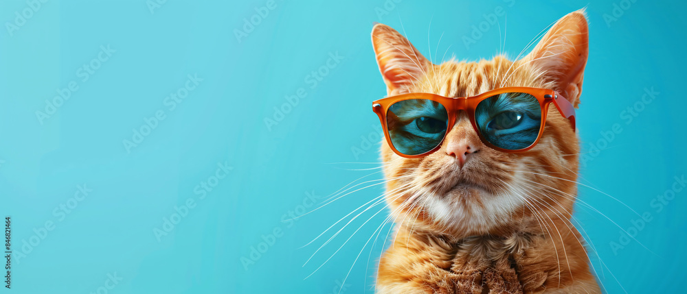 Cool cat wearing sunglasses glanced at camera Cool cat wearing sunglasses glanced at camera