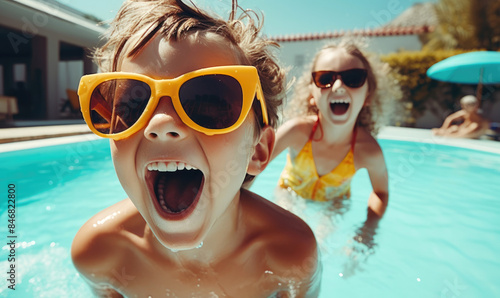 Happy smiling kids in sungl...