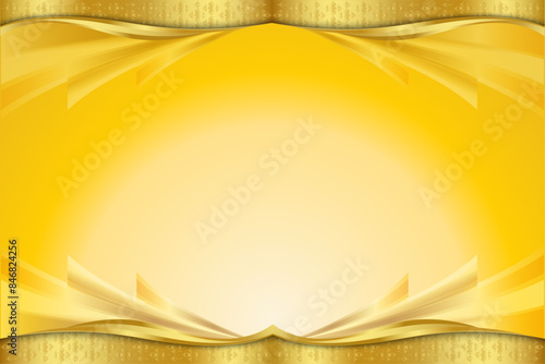Abstract golden yellow background composed of ethnic Thai pattern border frame