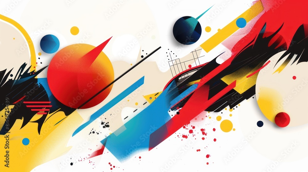 Obraz premium abstract colorful geometric background cube circle dynamic art copy space