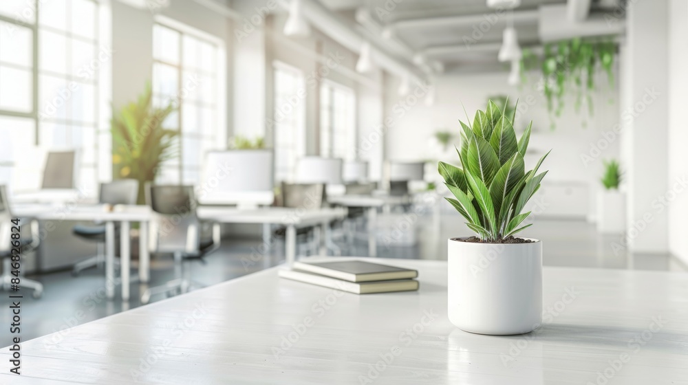 Blur focus of White open space office interior can be used as background Blur focus of White open space office interior can be used as background