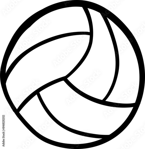 Doodle sports ball trajectory rebound. Volleyball Vector Illustration. Line art style isolated on white background