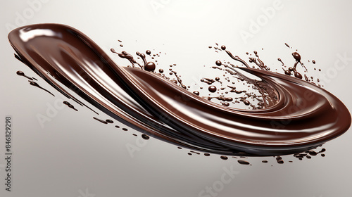 Decadent Chocolate Wave Splash - Abstract 3D Illustration for Designers and Food Concepts
