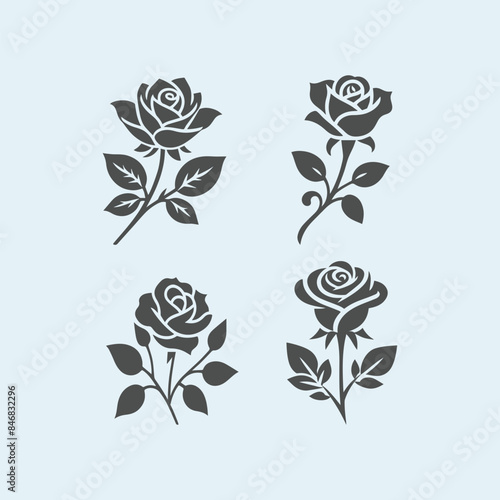 Rose flower Simple Silhouette Vector illustration