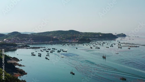 Aerial photo of Changshan Island Marine Aquaculture Farm in Changhai County, Dalian photo