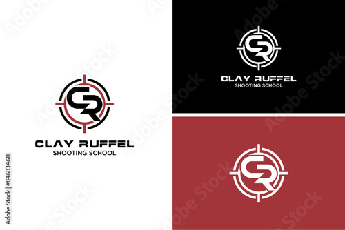 Pro Shoot School Logo. Firearms instructor, CR Letter,   Shooting Instructor vector design for t shirt print, invitation card, shooting event poster, web banner, competitions advertisement flyer.