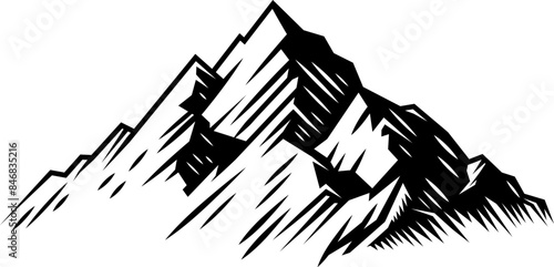 A mountains range woodcut vintage engraved style illustration drawing design concept