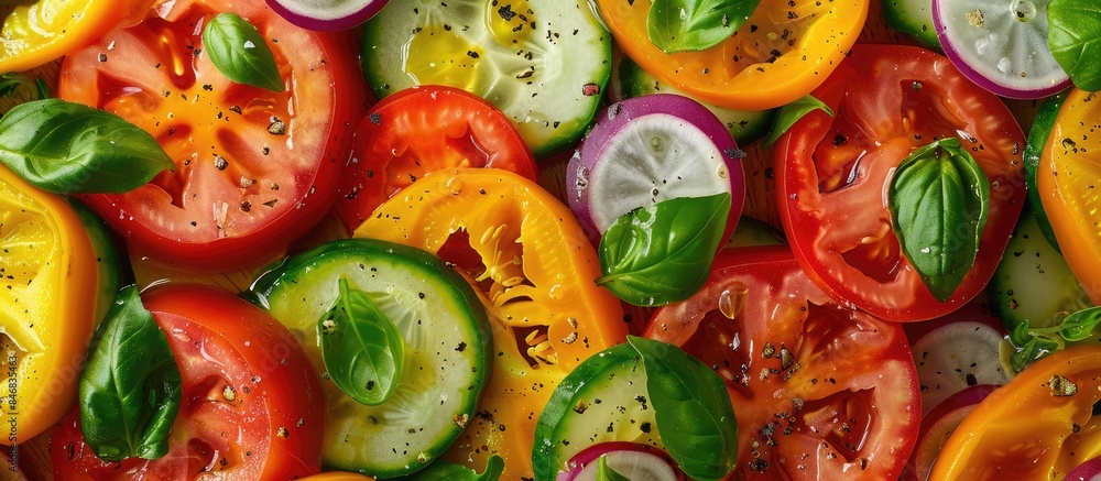 Top view of a vibrant summer vegetable salad Top view of a vibrant summer vegetable salad