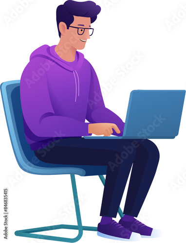 A man, person, using a lapt...