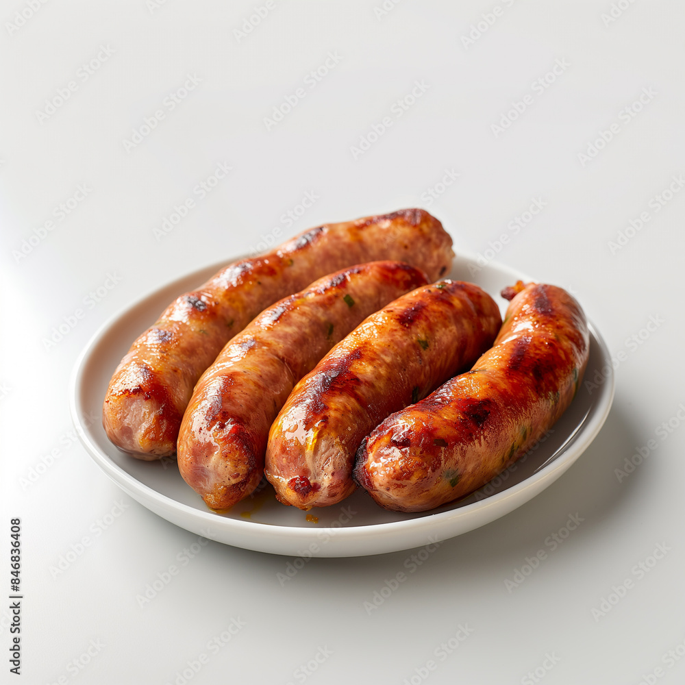 Breakfast Sausages on a Plain White Backdrop Breakfast Sausages on a Plain White Backdrop