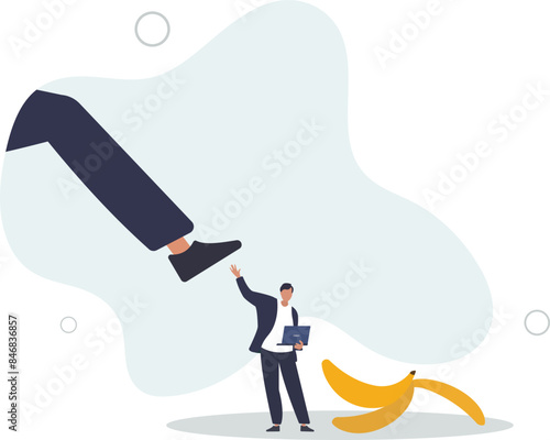 Avoid business mistake or failure, protect from accident or pitfall, insurance or warning in business risk and support in crisis concept.flat illustration.