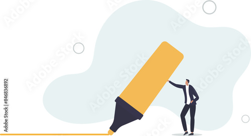 Marker or highlight important information, reminder or note for business message, plan for success, agenda and appointment concept/flat illustration.