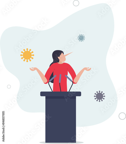 An elections amid Coronavirus pandemic or politician lies about truth of COVID-19 to win the election concept.flat illustration.