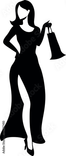 A shopping woman holding a bag standing pose victor silhouette 