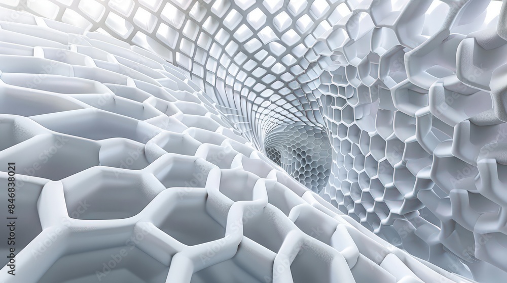 Geometric Harmony: Abstract 3D Honeycomb Patterns Symbolizing Efficiency and Natural Order