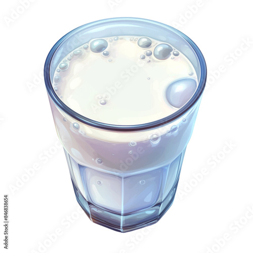 Milk in a glass, clipart,  the power of a healthy drink for people of all ages.