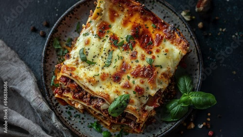 Delicious Homemade Lasagna with Fresh Herbs and Cheese