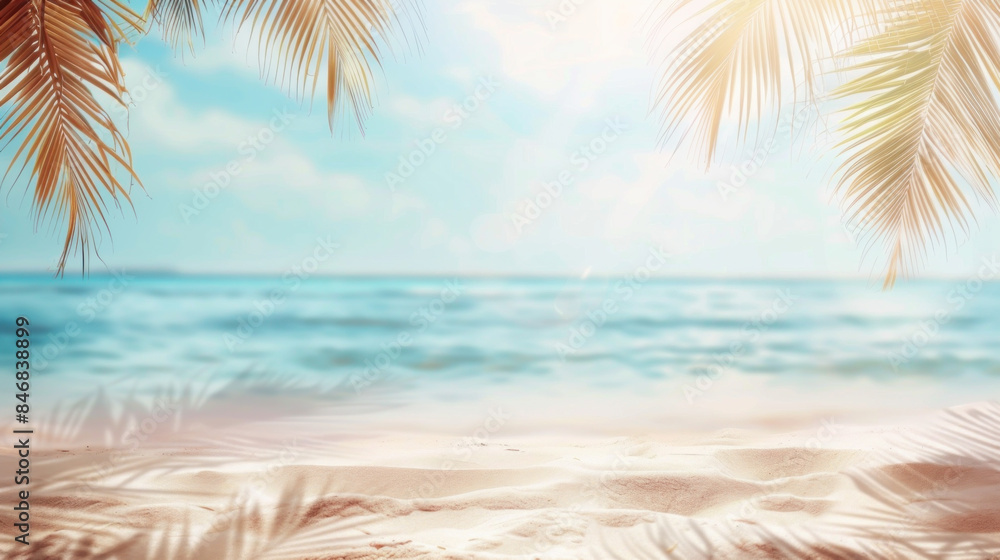 Fototapeta premium Blur beach summer abstract background. Generative ai.
