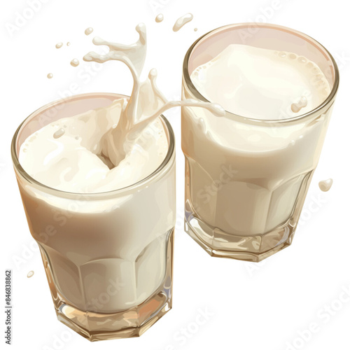 Milk in a glass, clipart,  the power of a healthy drink for people of all ages.