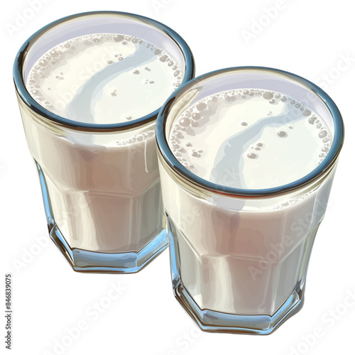 Milk in a glass, clipart,  the power of a healthy drink for people of all ages.