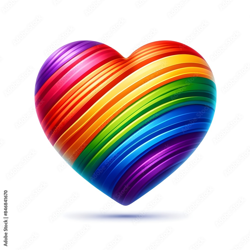 Colorful 3D illustrations of a heart with the LGBT pride flag Colorful 3D illustrations of a heart with the LGBT pride flag