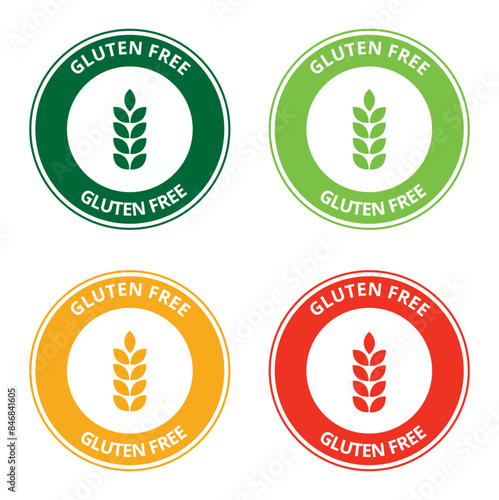 Pegatina de colores con Gluten Free. Vector