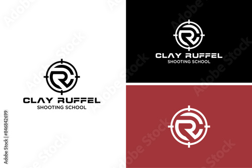 Pro Shoot School Logo. Firearms instructor, CR Letter,   Shooting Instructor vector design for t shirt print, invitation card, shooting event poster, web banner, competitions advertisement flyer.