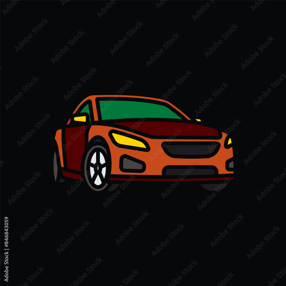 Original vector illustration. A passenger car. A contour icon.