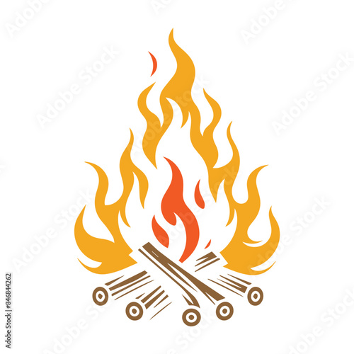 Wooden bonfire clip art flat design