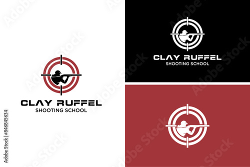 Pro Shoot School Logo. Firearms instructor, CR Letter,   Shooting Instructor vector design for t shirt print, invitation card, shooting event poster, web banner, competitions advertisement flyer.