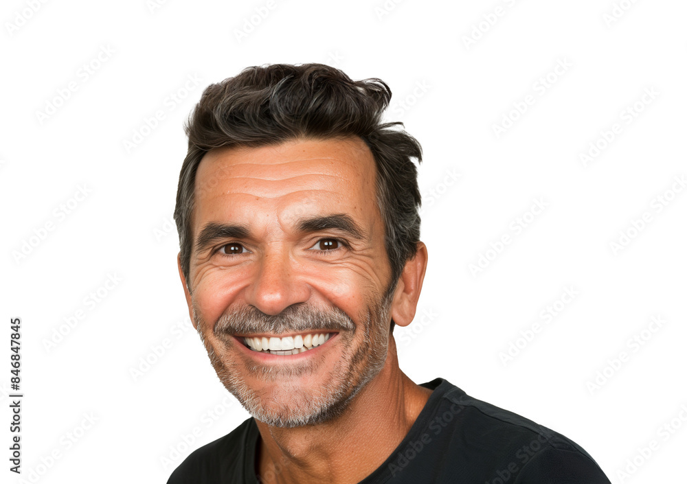 Fototapeta premium Middle age latin man on transparent