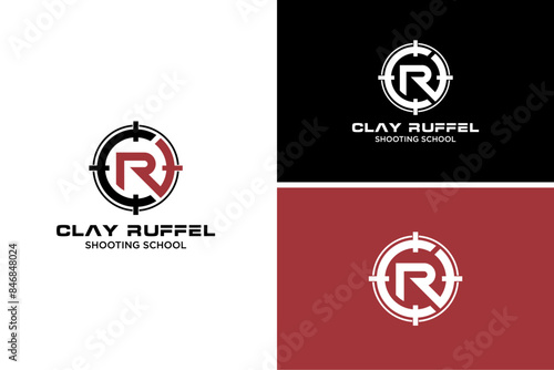 Pro Shoot School Logo. Firearms instructor, CR Letter,   Shooting Instructor vector design for t shirt print, invitation card, shooting event poster, web banner, competitions advertisement flyer.