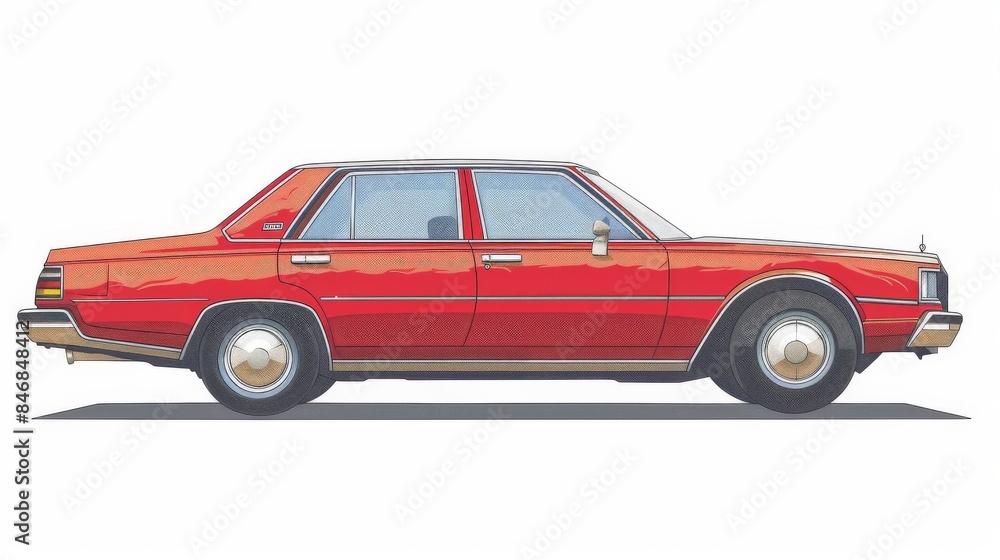 Car side view illustration on a white background.
Car side view illustration on a white background.