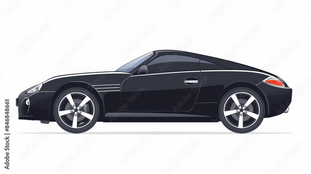 Fototapeta premium Car side view illustration on a white background. 