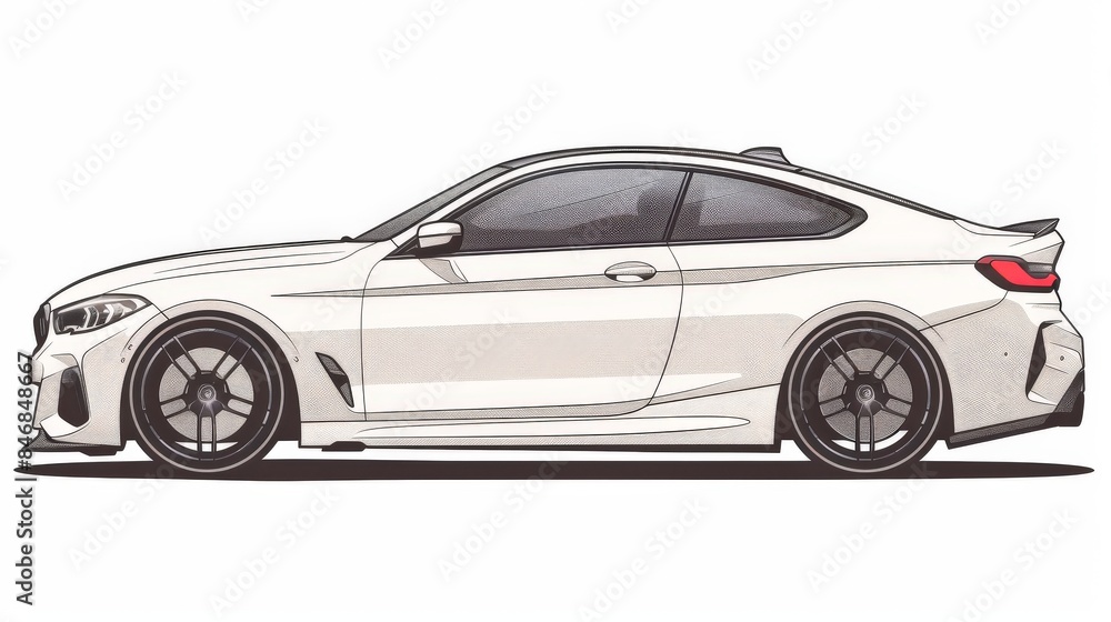 Fototapeta premium Car side view illustration on a white background. 