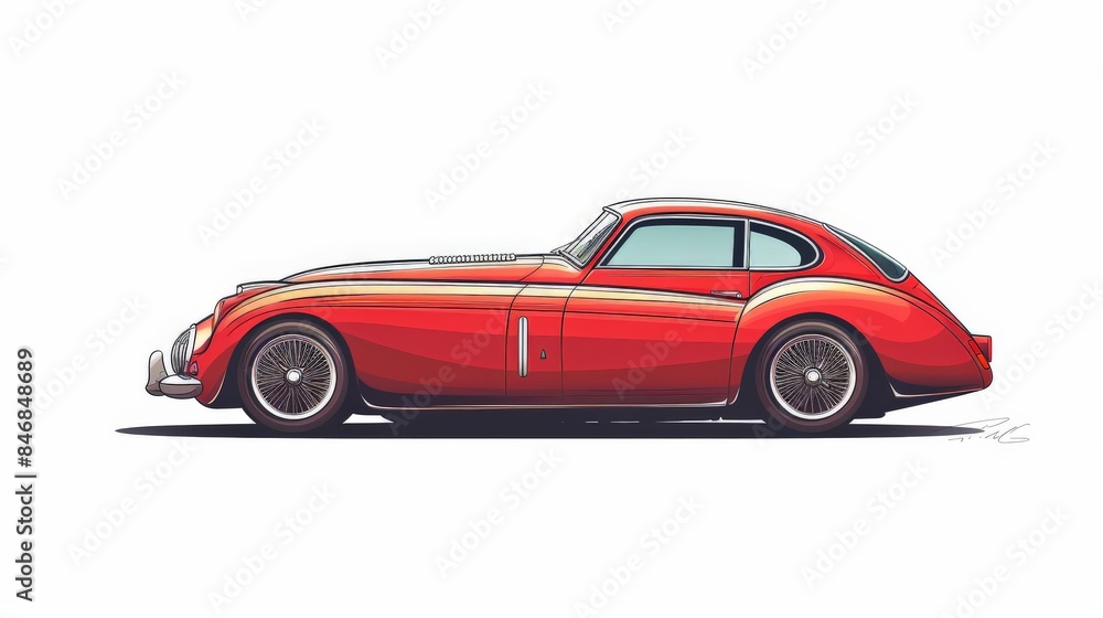 Car side view illustration on a white background.
Car side view illustration on a white background.