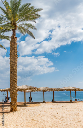 Morning on sandy beach of the Red Sea