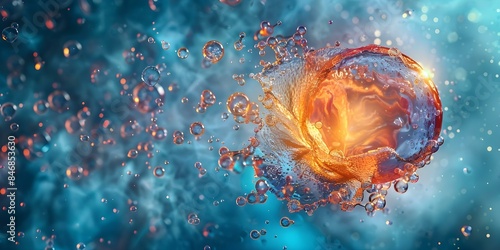 Microscopic view of ovum fertilization a miraculous moment in the creation of life. Concept Biology, Reproduction, Ovum Fertilization, Miraculous Moment, Creation of Life