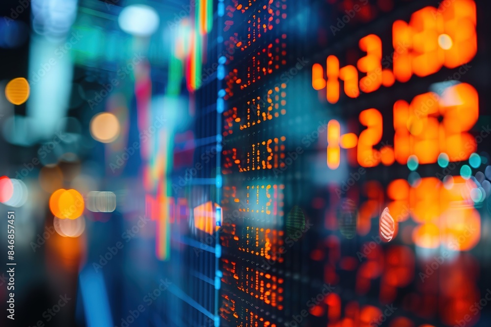 Fototapeta premium Stock market chart and Stock market data on LED display concept