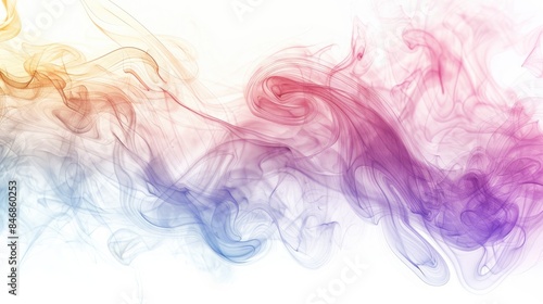 Colorful Smoke Movement on White Background