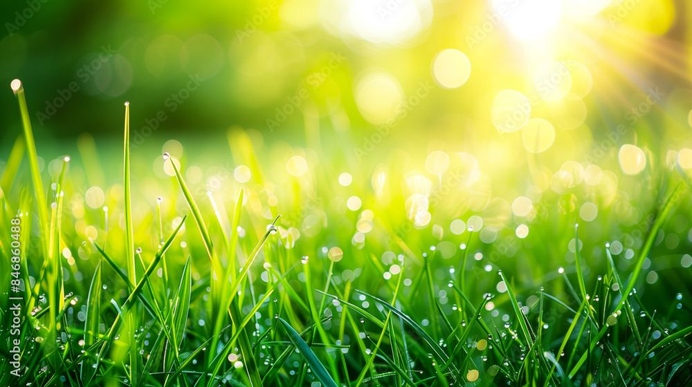 A lush field of spring grass with dewdrops sparkling in the morning sunlight, capturing the freshness and vitality of nature. Perfect for themes related to growth, rejuvenation, and natural beauty A lush field of spring grass with dewdrops sparkling in the morning sunlight, capturing the freshness and vitality of nature. Perfect for themes related to growth, rejuvenation, and natural beauty