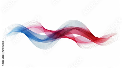 Minimalist abstract art  blue and red waves on white background in a modern, simplistic style, banner