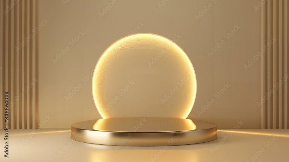 Elegant gold podium, luxury 3D platform stand with background light, premium template abstract Elegant gold podium, luxury 3D platform stand with background light, premium template abstract