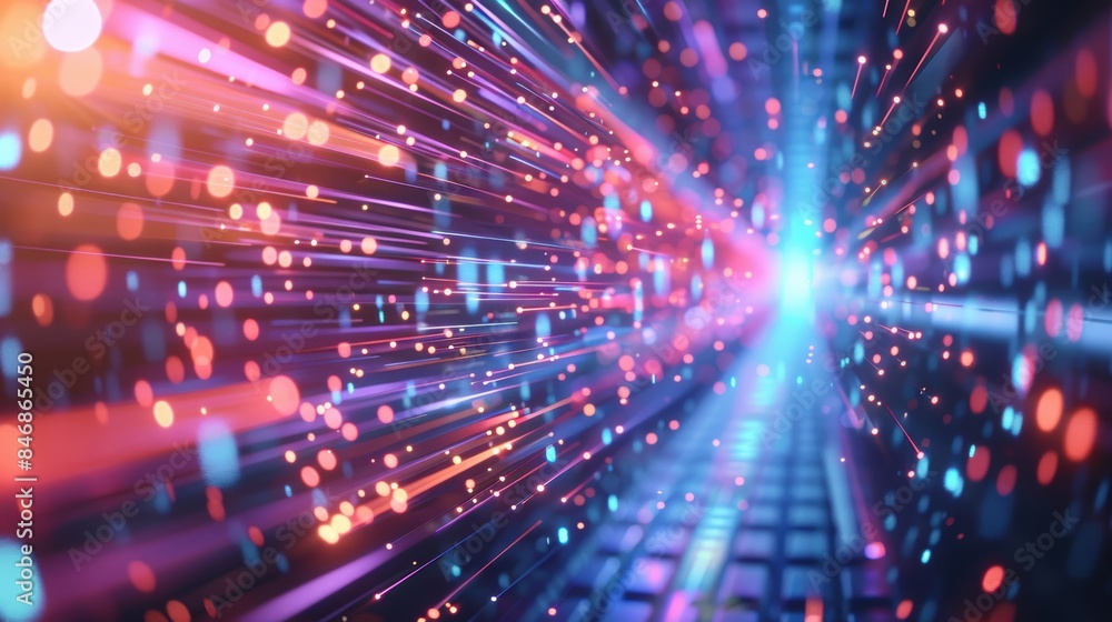 Naklejka premium High-speed data transfer with cyber tech motion, vibrant tech visuals