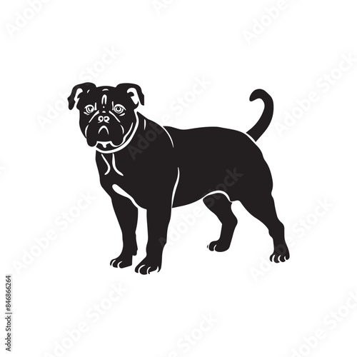 Beabull dog silhouette vector, black and white dog