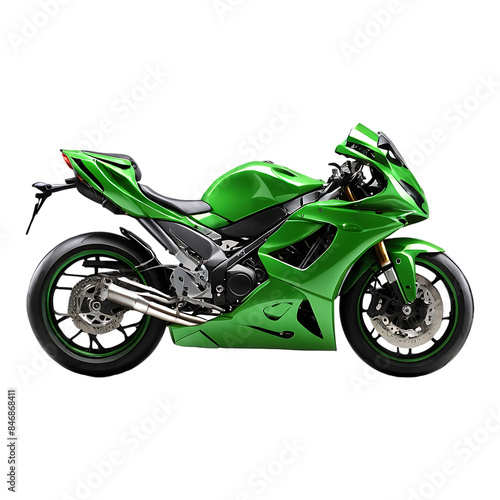 Green sport bike isolated on a transparent background