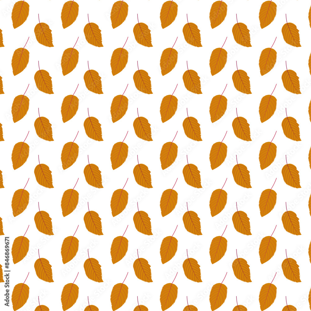 Seamless autumn pattern for packaging and wrapping paper. Brown aspen leaf flying in the wind on a white background. Vector flat illustration. Autumn time. Print for textiles and fabric. Seamless autumn pattern for packaging and wrapping paper. Brown aspen leaf flying in the wind on a white background. Vector flat illustration. Autumn time. Print for textiles and fabric.