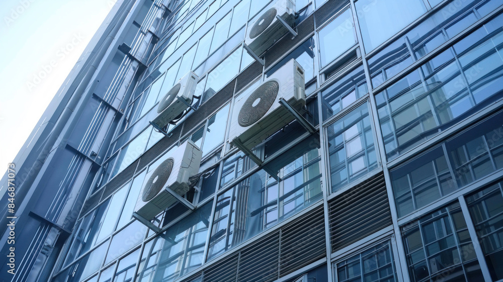 Efficient Industrial Air Conditioning System Cooling a Large Office Building on a Summer Day Efficient Industrial Air Conditioning System Cooling a Large Office Building on a Summer Day