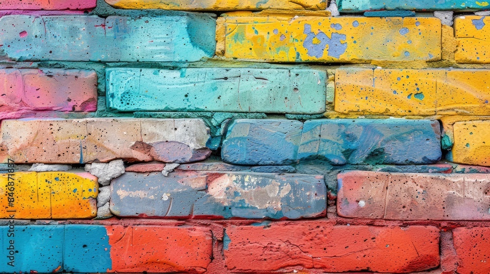 Fototapeta premium Close up of a colorful brick wall