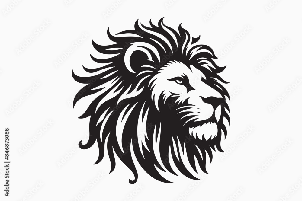 Obraz premium Lion Head silhouette vector isolated on a white background 